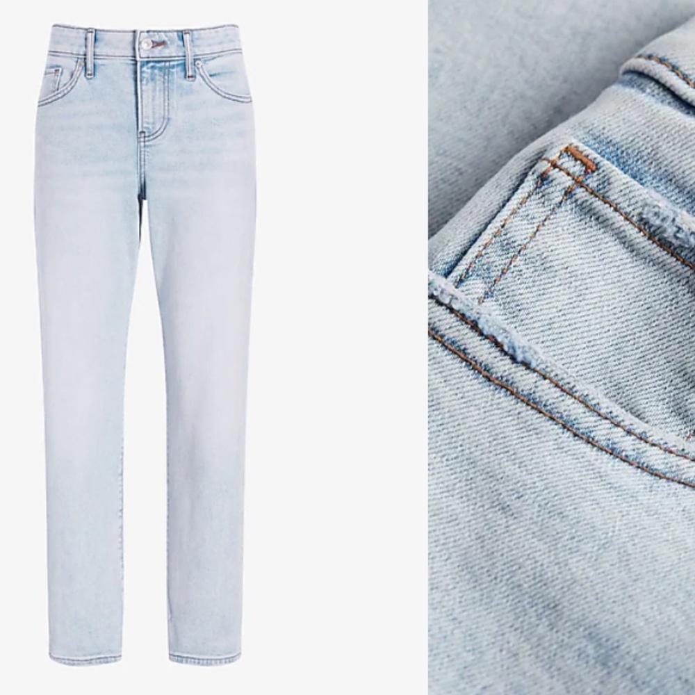 Express Mid Rise Blue Tinted Boyfriend Jeans Brand New With Tag 🏷 - Picture 9 of 16